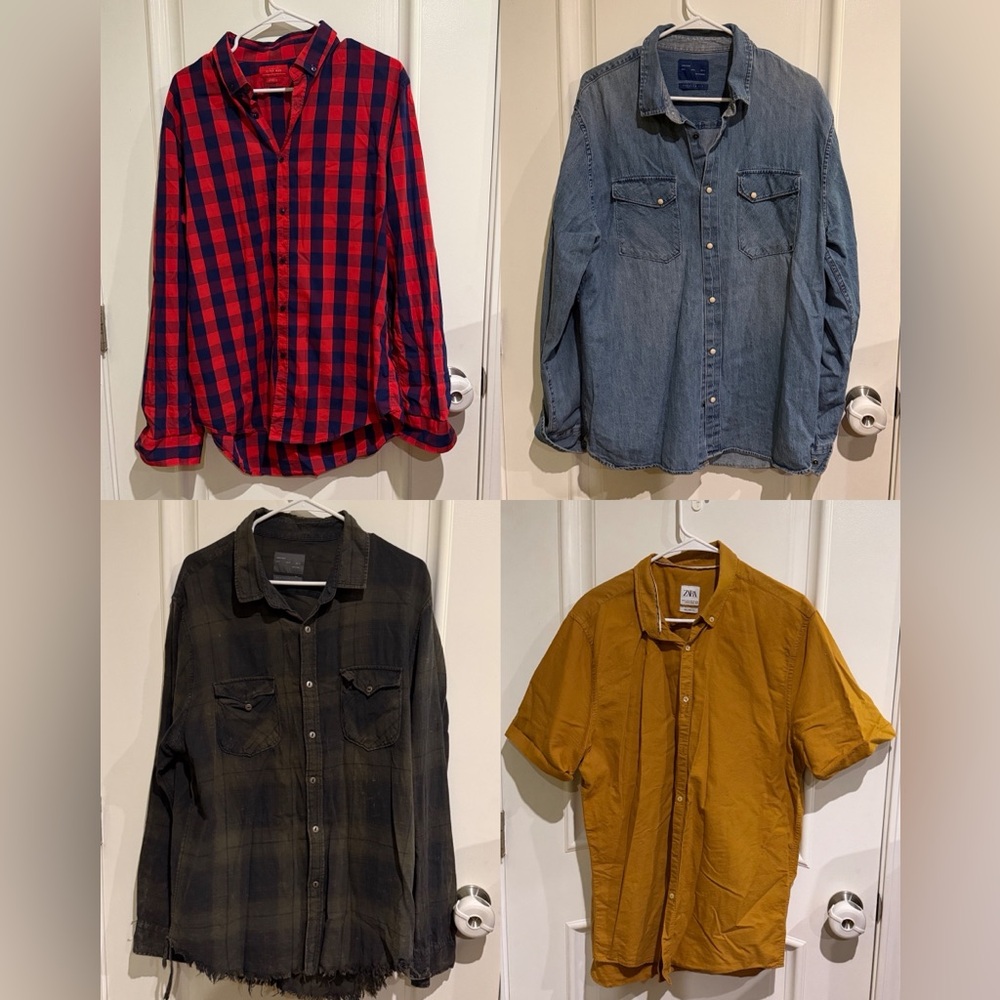LOT OF 4 - ZARA Button Down Shirts